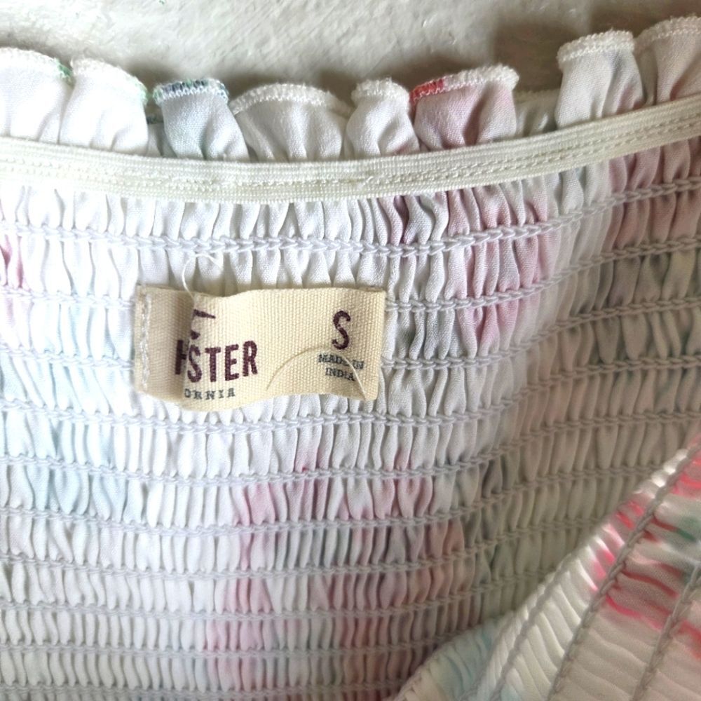 Women's Hollister Smocked Hi-low Floral White and Red Women's Dress Size Small - Picture 11 of 11